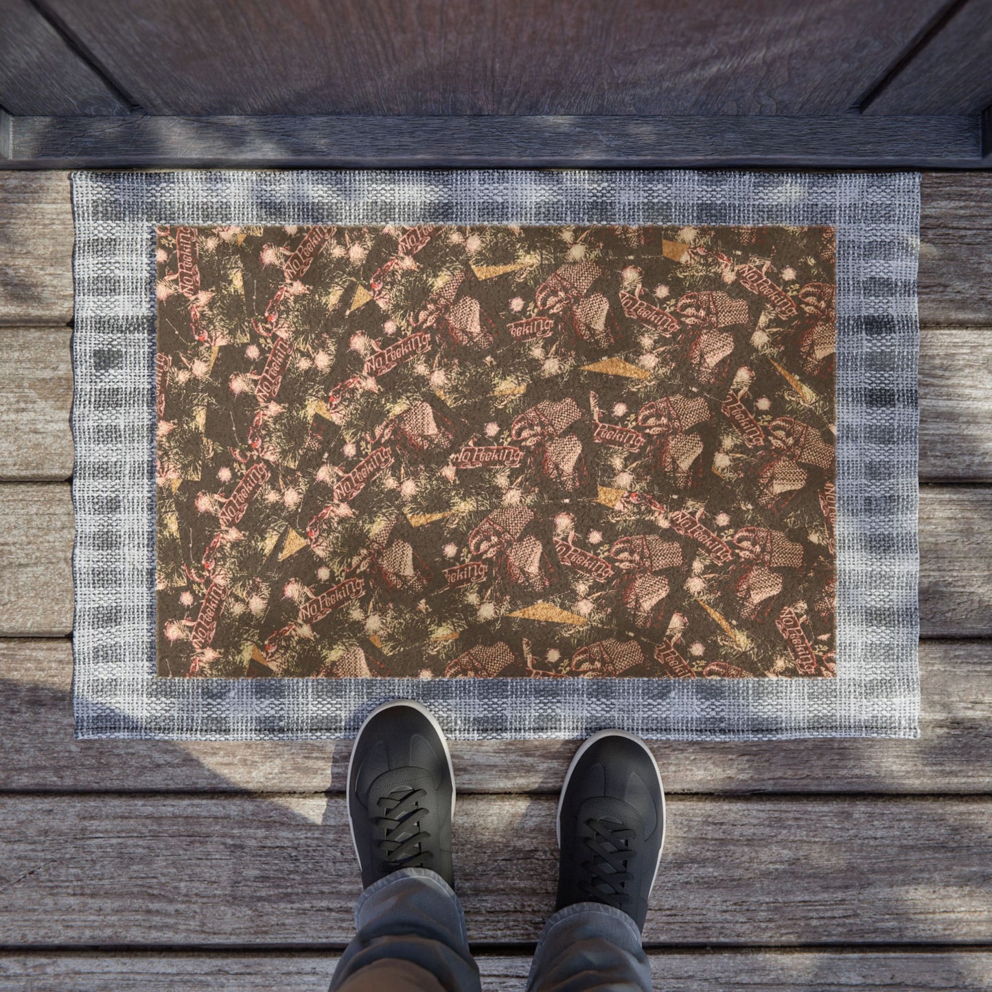 No Peeking Christmas Doormat - Stylish & Unique Entrance Mat for Home Decor