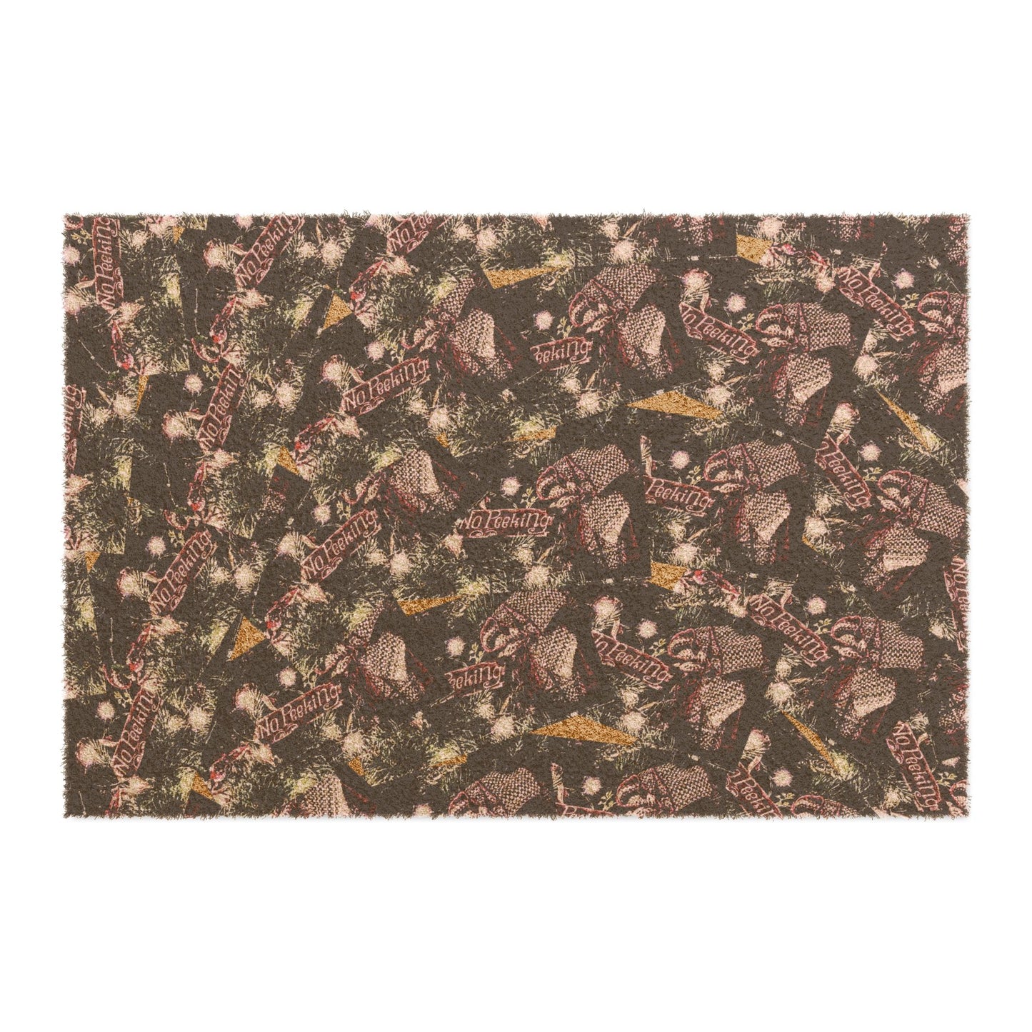 No Peeking Christmas Doormat - Stylish & Unique Entrance Mat for Home Decor