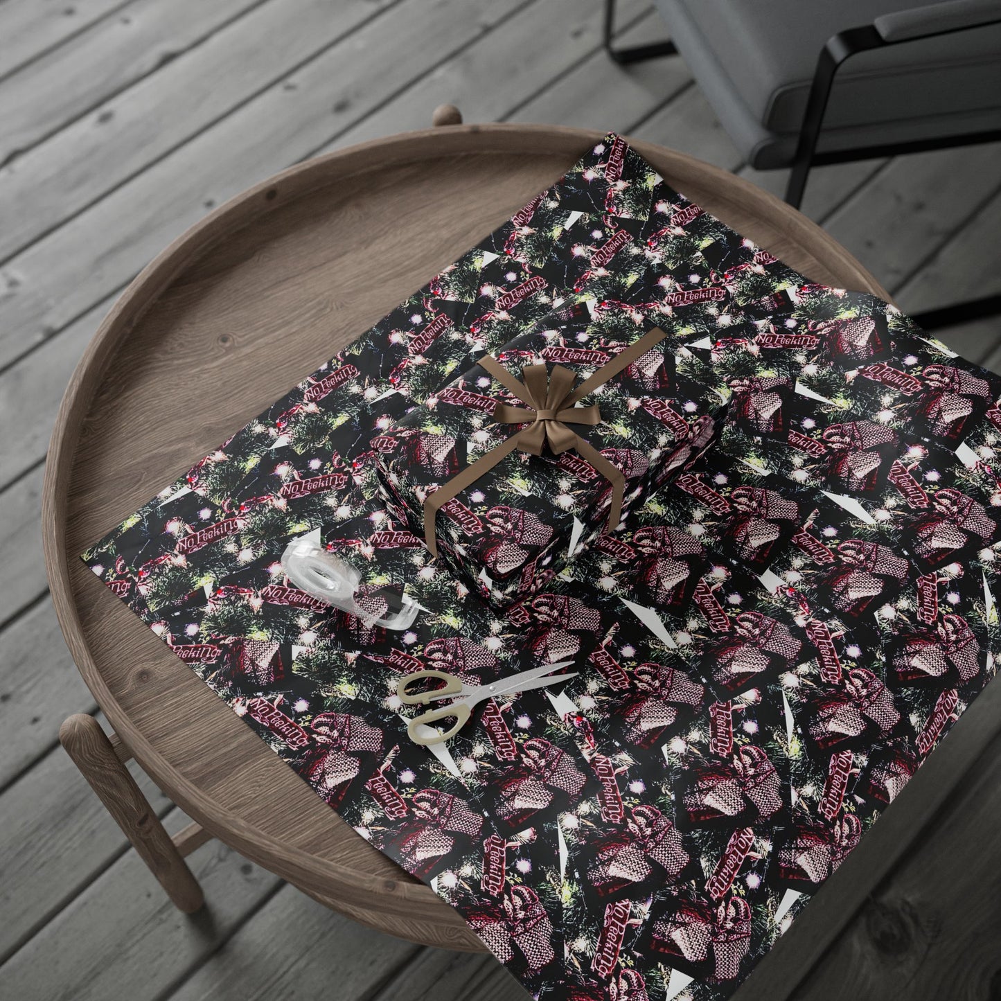 Elegant Holiday Wrapping Paper - Festive Floral Design