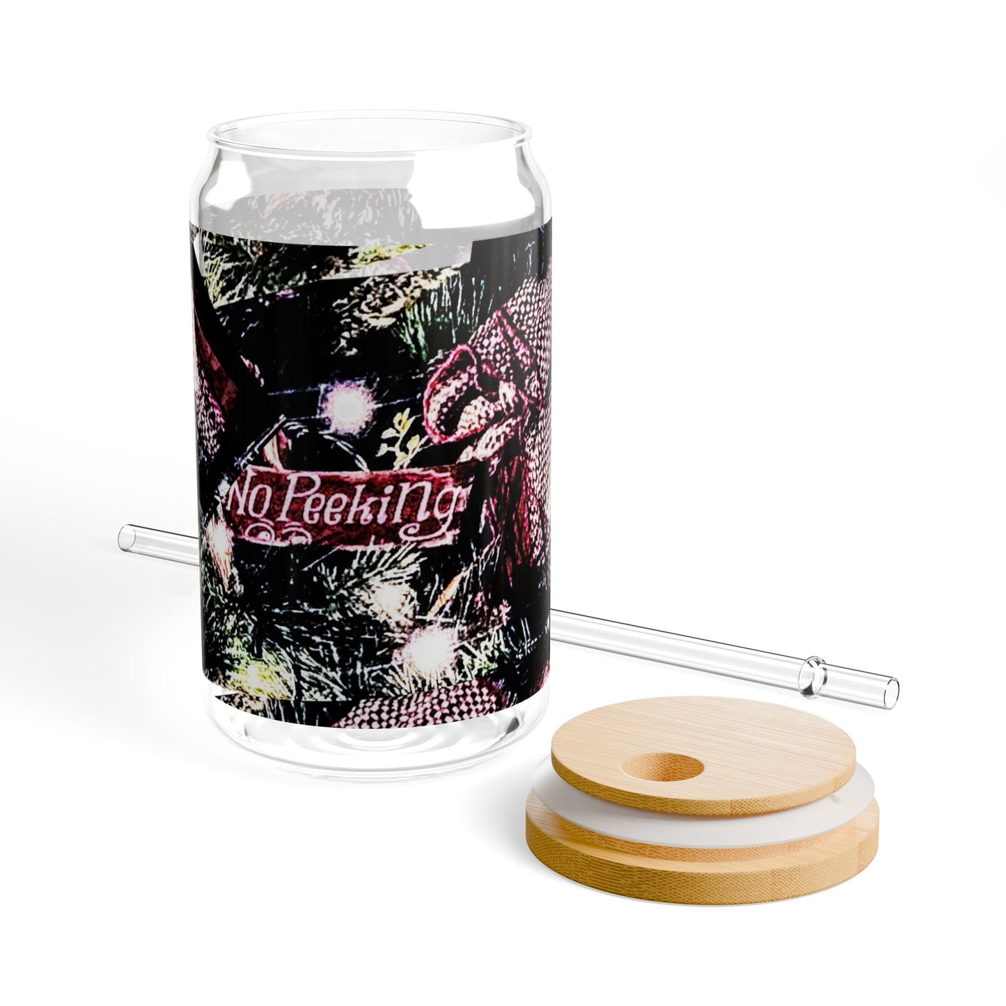 Glass Tumbler Rustic Christmas Decor 16oz