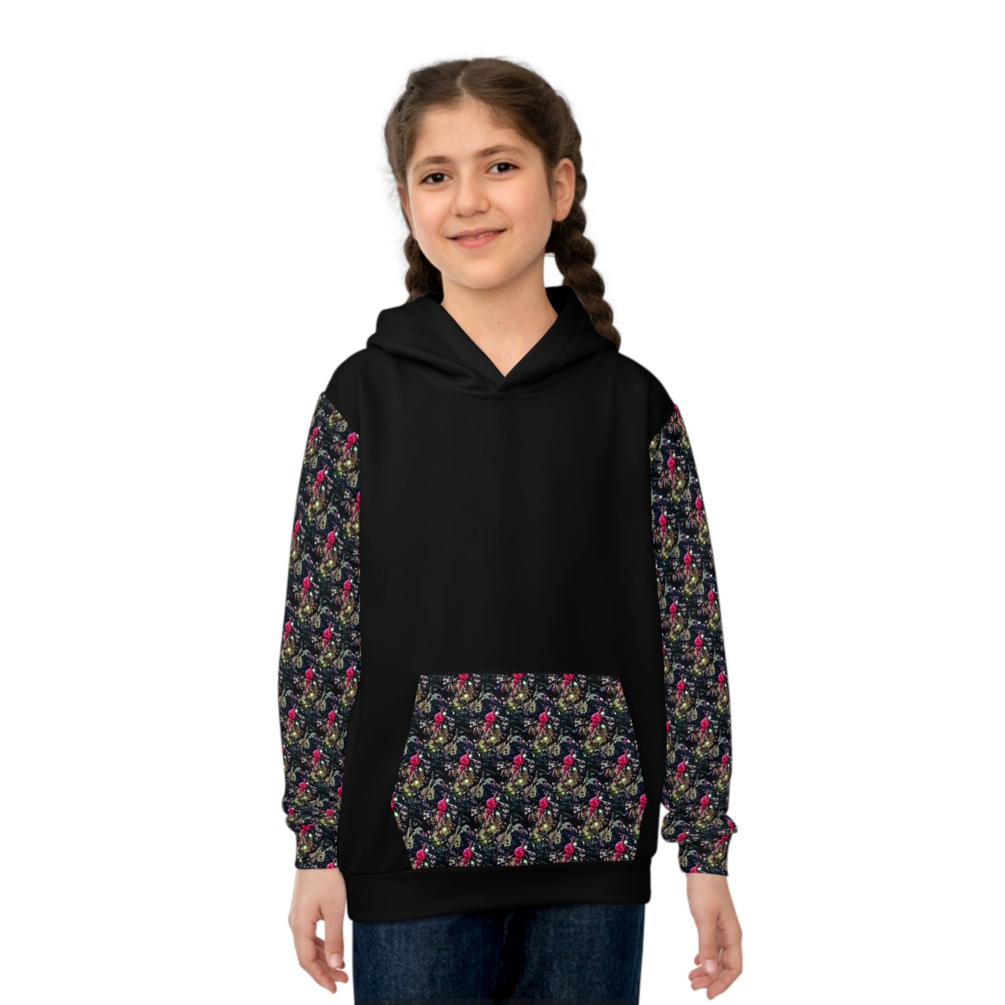 Custom Red Ornament Youth Unisex Christmas Hoodie