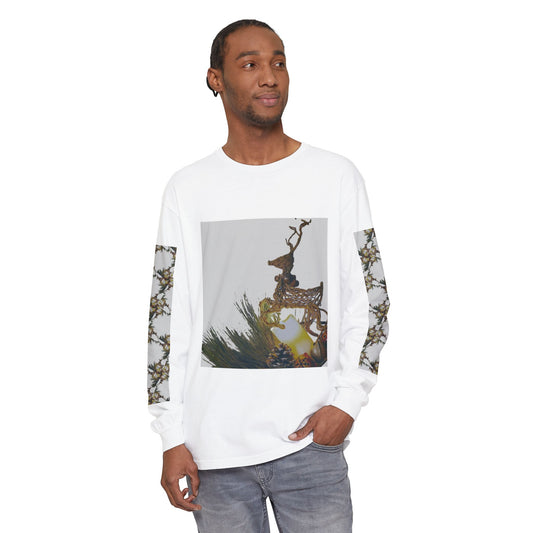 Rustic Reindeer Christmas Long Sleeve T-Shirt, Holiday Unisex Tee, Custom Xmas Shirt, Festive Deer Top, Vintage Christmas Apparel