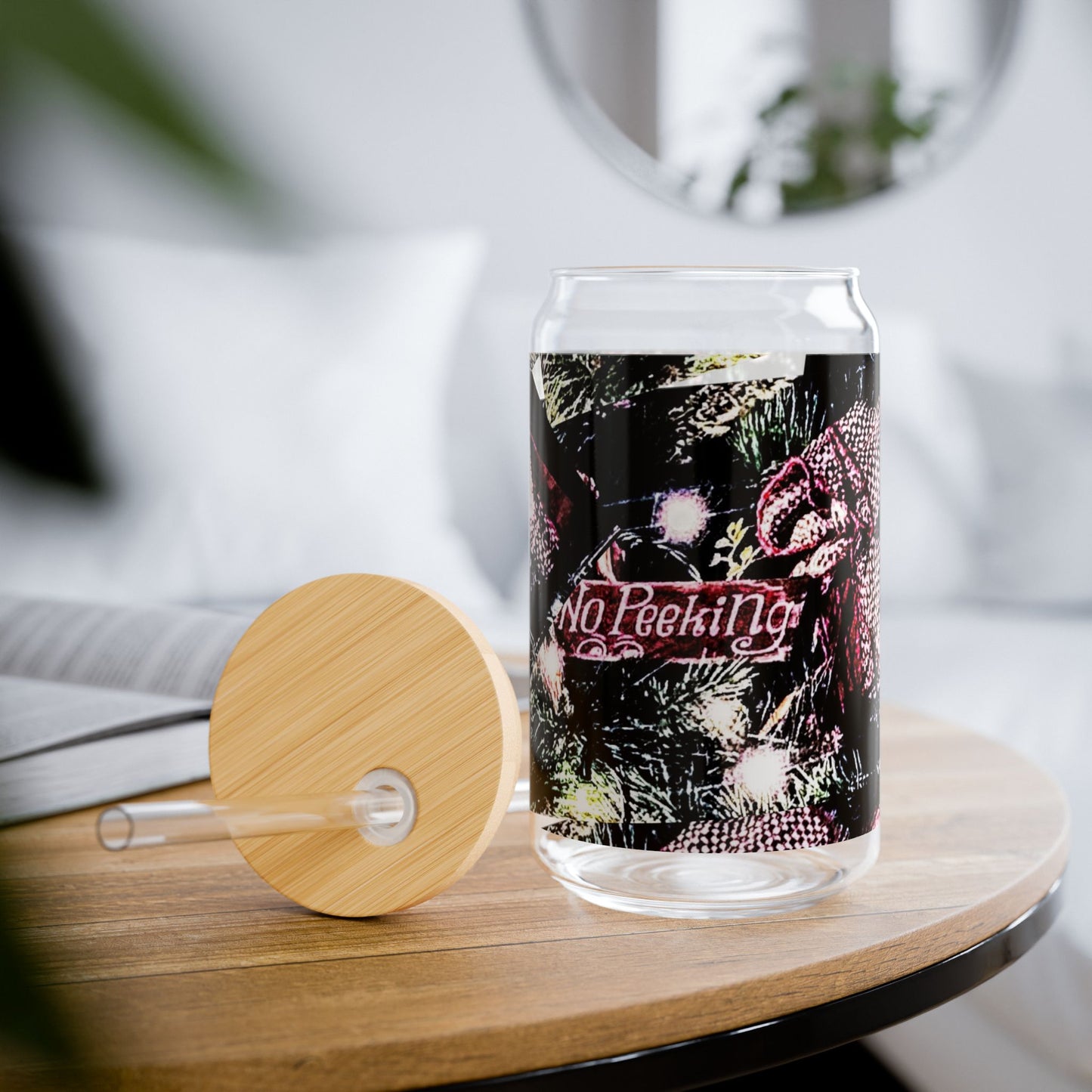 Glass Tumbler Rustic Christmas Decor 16oz