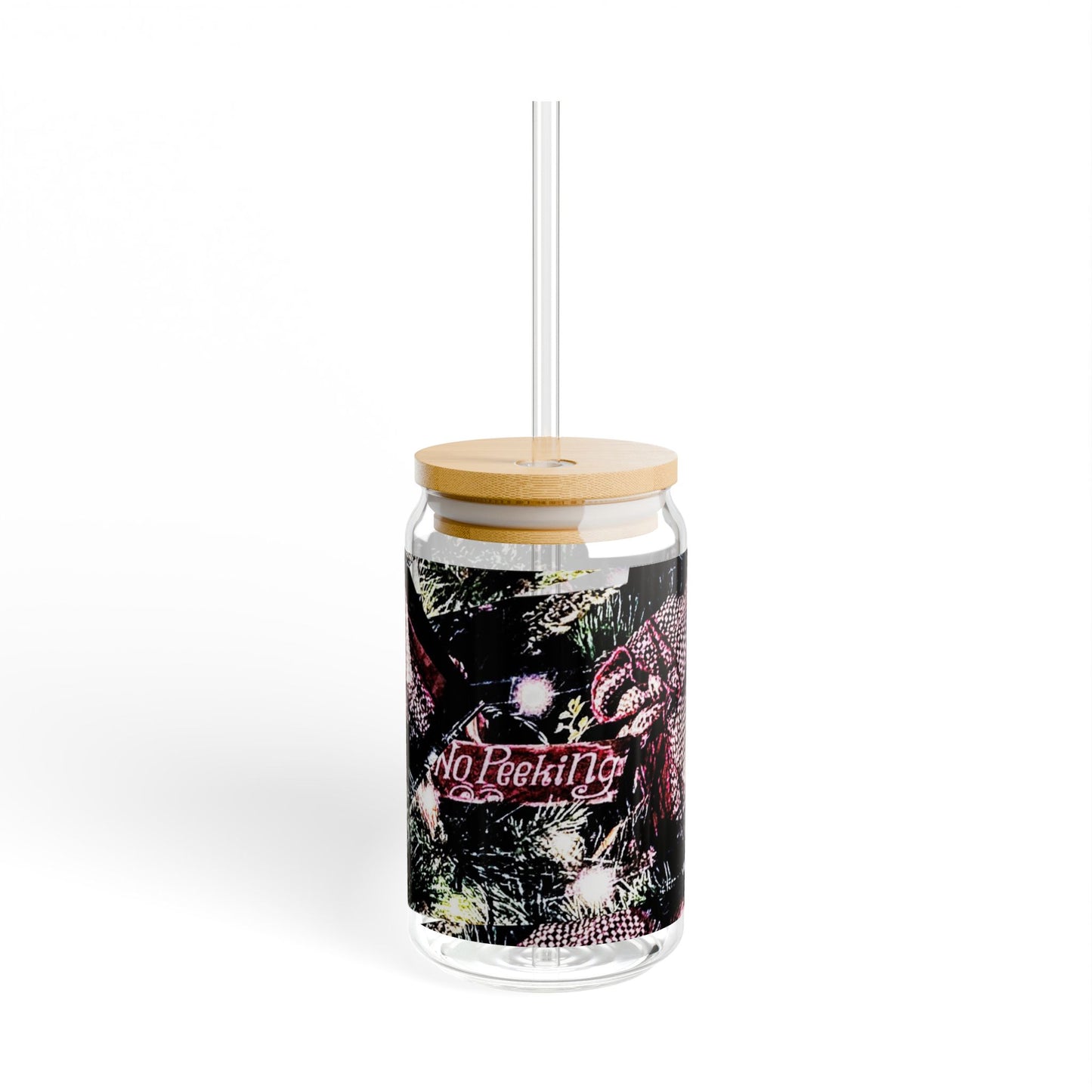 Glass Tumbler Rustic Christmas Decor 16oz