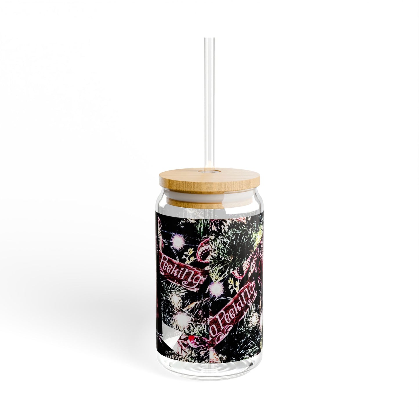 Glass Tumbler Rustic Christmas Decor 16oz